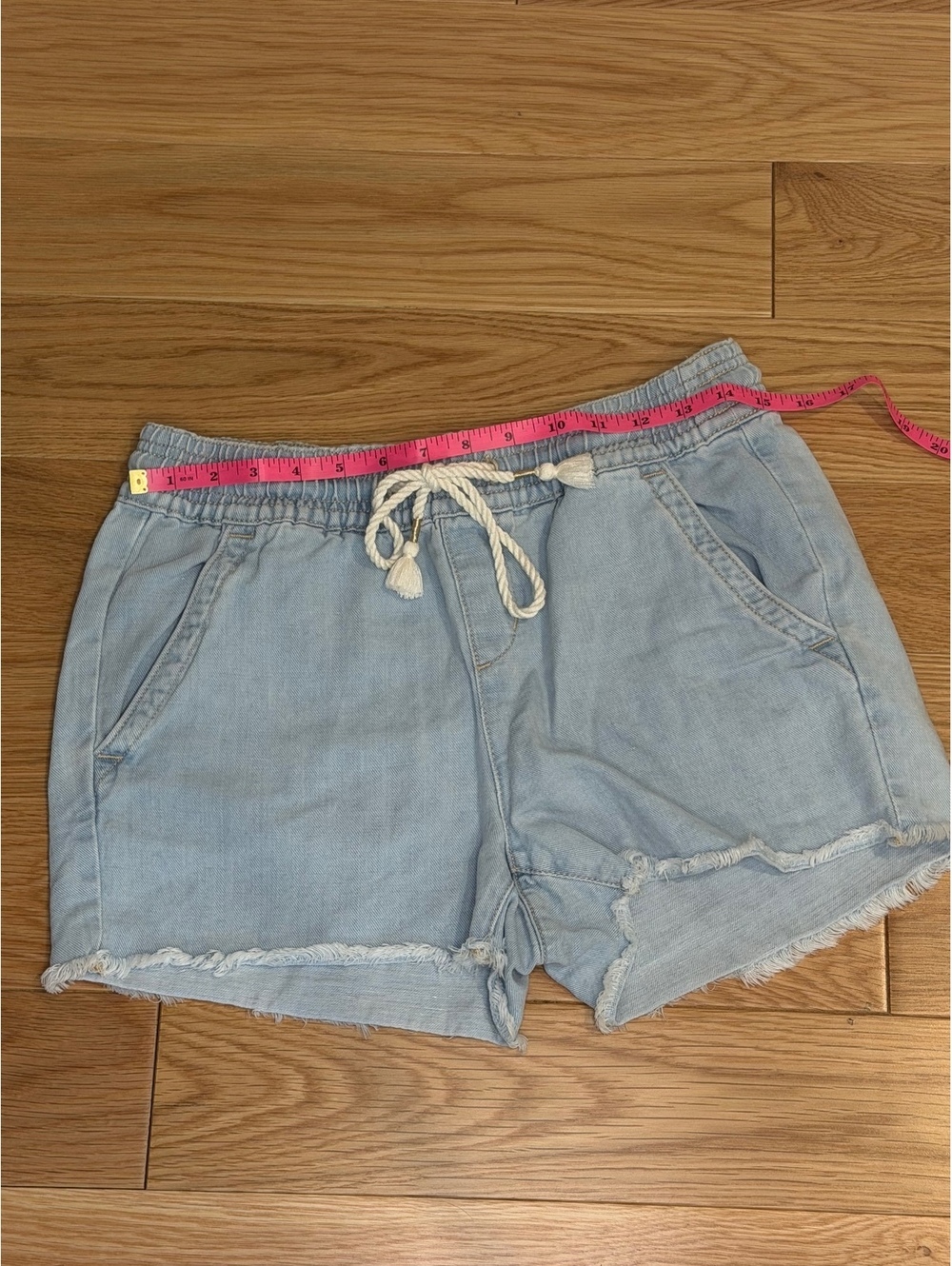 Loft Light Blue Casual Denim Shorts with Drawstring Waist - Picture 2 of 4